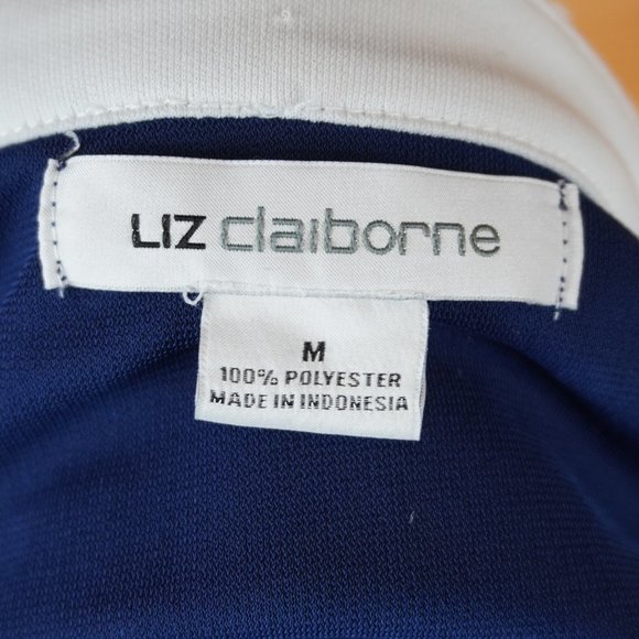 Liz Claiborne Navy Blue Navy Sea Style Tie Front Top Size Medium - Picture 4 of 4